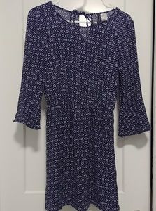 Quarter Sleeve Navy Print Mini dress